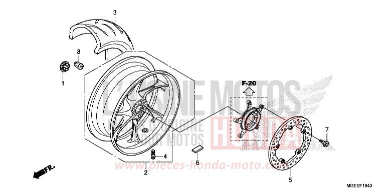 ROUE ARRIERE de VFR1200F Méca PEARL GLARE WHITE (NHB53) 2015
